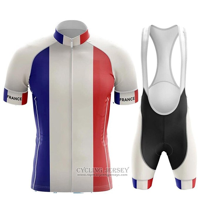 2020 Cycling Jersey Champion France Blue White Red Short Sleeve And Bib Short(3)